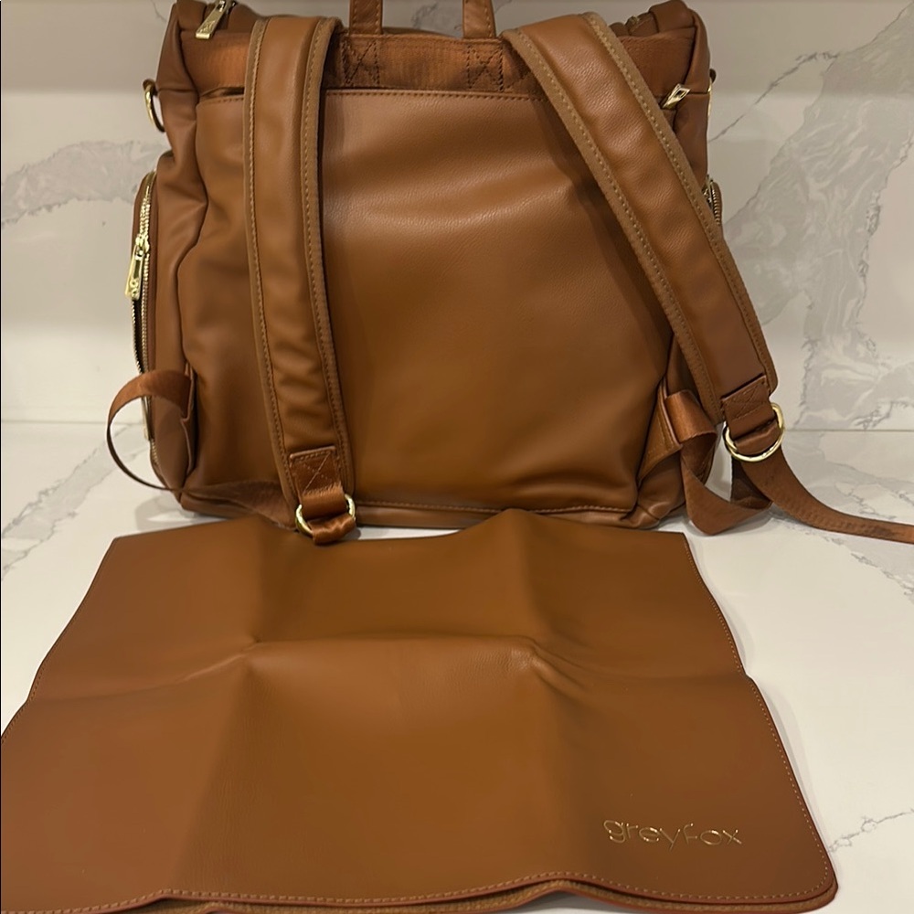 Cognac GreyFox diaper bag backpack - Picture 2 of 2